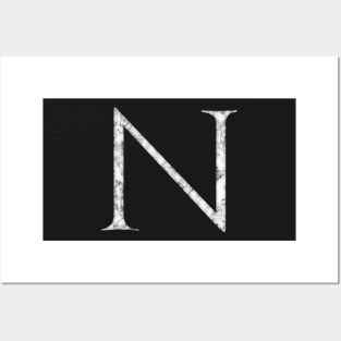 N in Roman White Marble Latin Alphabet Letter Sticker Posters and Art